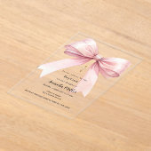 Invitations En Acrylique Pink bow crème fille clair Baptême (Poser)
