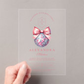 Invitations En Acrylique Pink Bow Disco Ball Party (In situ (ordinateur de poche))