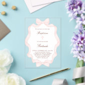 Invitations En Acrylique pink bow frame Baptism (Insitu (Mariage))