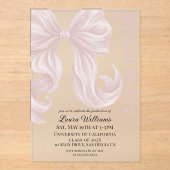 Invitations En Acrylique Pink Bow Graduation (Recto)