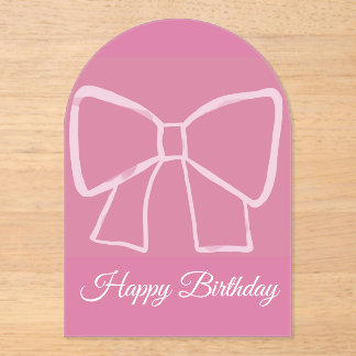 Invitations En Acrylique Pink Bow Joyeux anniversaire -