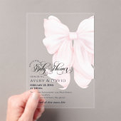 Invitations En Acrylique Pink Bow moderne Élégant Baby shower fille (In situ (ordinateur de poche))