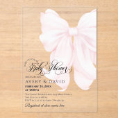 Invitations En Acrylique Pink Bow moderne Élégant Baby shower fille (Recto)