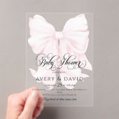 Invitations En Acrylique Pink Bow moderne Élégant Baby shower fille (In situ (ordinateur de poche))