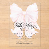 Invitations En Acrylique Pink Bow moderne Élégant Baby shower fille (Recto)