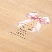 Invitations En Acrylique Pink bow pearls girl luxury Confirmation arch (Poser)
