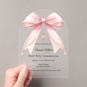 Invitations En Acrylique Pink bow pearls luxury First Communion arch (In situ (ordinateur de poche))
