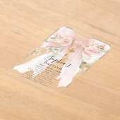 Invitations En Acrylique Pink Bow Rose Floral Girl Baptism (Poser)