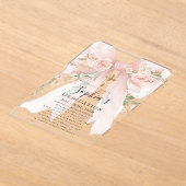 Invitations En Acrylique Pink Bow Rose Floral Girl Dedication (Poser)