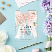 Invitations En Acrylique Pink Bow Rose Floral Girl Dedication (Insitu (Mariage))