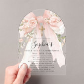 Invitations En Acrylique Pink Bow Rose Floral Girl First Communion Arch (In situ (ordinateur de poche))
