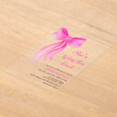 Invitations En Acrylique Pink Bow She's Tying the Knot Bridal Shower (Poser)