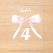 Invitations En Acrylique pink bow Table Numbers (Recto)