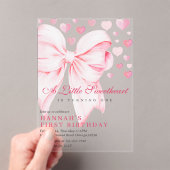 Invitations En Acrylique Pink Bow Un Peu Chéri Premier Anniversaire (In situ (ordinateur de poche))