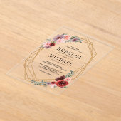 Invitations En Acrylique Pink Burgundy Floral Gold Wedding (Poser)