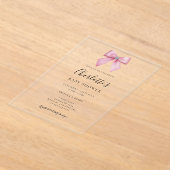 Invitations En Acrylique Pink Diamond Bow Girl Baby Shower  (Poser)