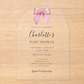 Invitations En Acrylique Pink Diamond Bow Girl Baby Shower Arch (Recto)