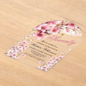Invitations En Acrylique Pink Floral Arch Elégance 70e fête d'anniversaire (Poser)