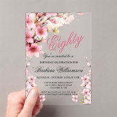 Invitations En Acrylique Pink Floral Elegance 80th Birthday Party (In situ (ordinateur de poche))