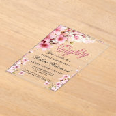 Invitations En Acrylique Pink Floral Elegance 80th Birthday Party (Poser)
