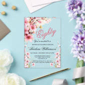 Invitations En Acrylique Pink Floral Elegance 80th Birthday Party (Insitu (Mariage))