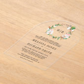 Invitations En Acrylique Pink Floral Magnolia Monogram Wedding   (Poser)