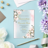 Invitations En Acrylique Pink floral quinceañera (Insitu (Mariage))