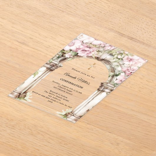 Invitations En Acrylique Pink florals arch girl Confirmation (Poser)