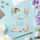 Invitations En Acrylique Pink Gold Tropical Beach Destination Mariage (Insitu (Mariage))