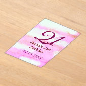 Invitations En Acrylique Pink green pastel 21st birthday simple name date g (Poser)
