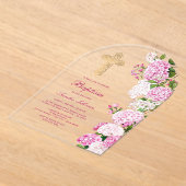 Invitations En Acrylique Pink Hydrangea Arch Baptism (Poser)