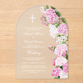 Invitations En Acrylique Pink Hydrangea Arch Wedding (Recto)