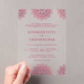 Invitations En Acrylique Pink Mandala Indian Wedding (In situ (ordinateur de poche))