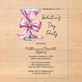 Invitations En Acrylique Pink Martini Coquette Bow Valantine's Day Party (Recto)
