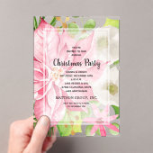 Invitations En Acrylique Pink Poinsettia Fête de Noël (In situ (ordinateur de poche))