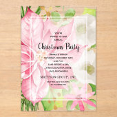 Invitations En Acrylique Pink Poinsettia Fête de Noël (Recto)