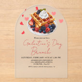 Invitations En Acrylique Pink & Red Heart Saint Valentin Fête du Brunch (Recto)