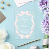 Invitations En Acrylique pink ribbon frame Baptism (Insitu (Mariage))