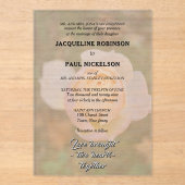 Invitations En Acrylique Pink Rose Bride and Groom Photo (Recto)