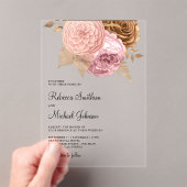 Invitations En Acrylique Pink Roses Earthy Floral Wedding (In situ (ordinateur de poche))