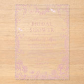 Invitations En Acrylique Pink Toile Floral Chinoiserie Fête des mariées (Recto)