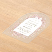 Invitations En Acrylique pink white flowers First Communion (Poser)