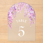 Invitations En Acrylique Pink Wisteria Baptism Acrylic Table Number (Recto)
