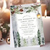 Invitations En Acrylique Pins d'hiver rustique Mariage de lanterne botaniqu