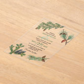 Invitations En Acrylique Pins rustiques Mariage de verdure forestière (Poser)