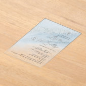 Invitations En Acrylique PixDezines Dusty Blue Silver Baptism+1st Birthday (Poser)