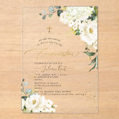 Invitations En Acrylique PixDezines H2 Alabaster Roses Hydrangeas (Recto)