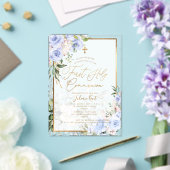 Invitations En Acrylique PixDezines H2 Blue Roses First Holy Communion (Insitu (Mariage))
