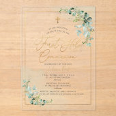 Invitations En Acrylique PixDezines H2 Eucalyptus First Holy Communion Invi (Recto)