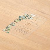 Invitations En Acrylique PixDezines H2 Greenery Gum Foliage Bautizo (Poser)